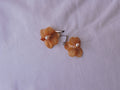 Pendientes Orquídea Natural Ámbar En Resina Con Perla