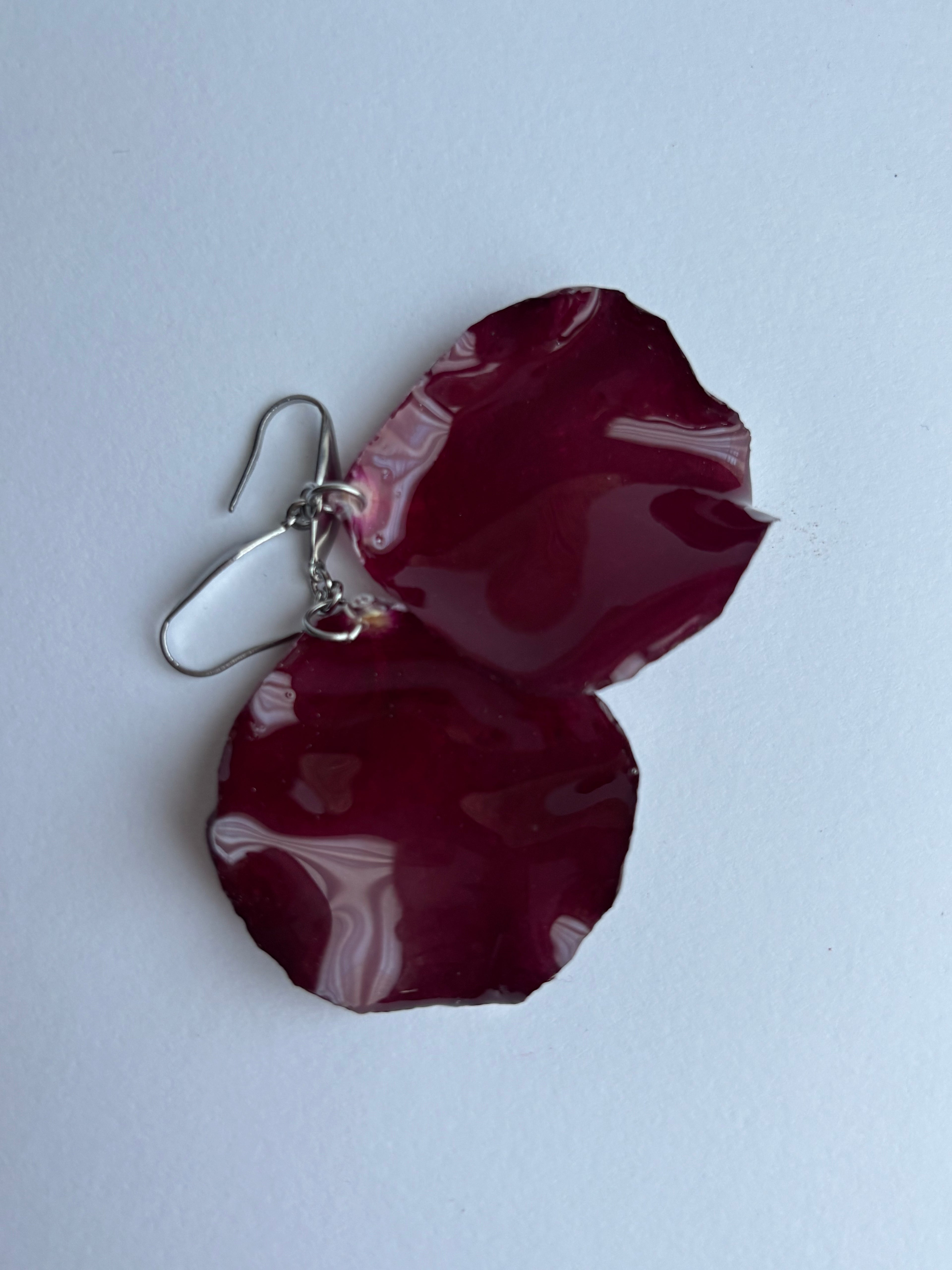 Pendientes Pétalo De Rosa Roja Natural