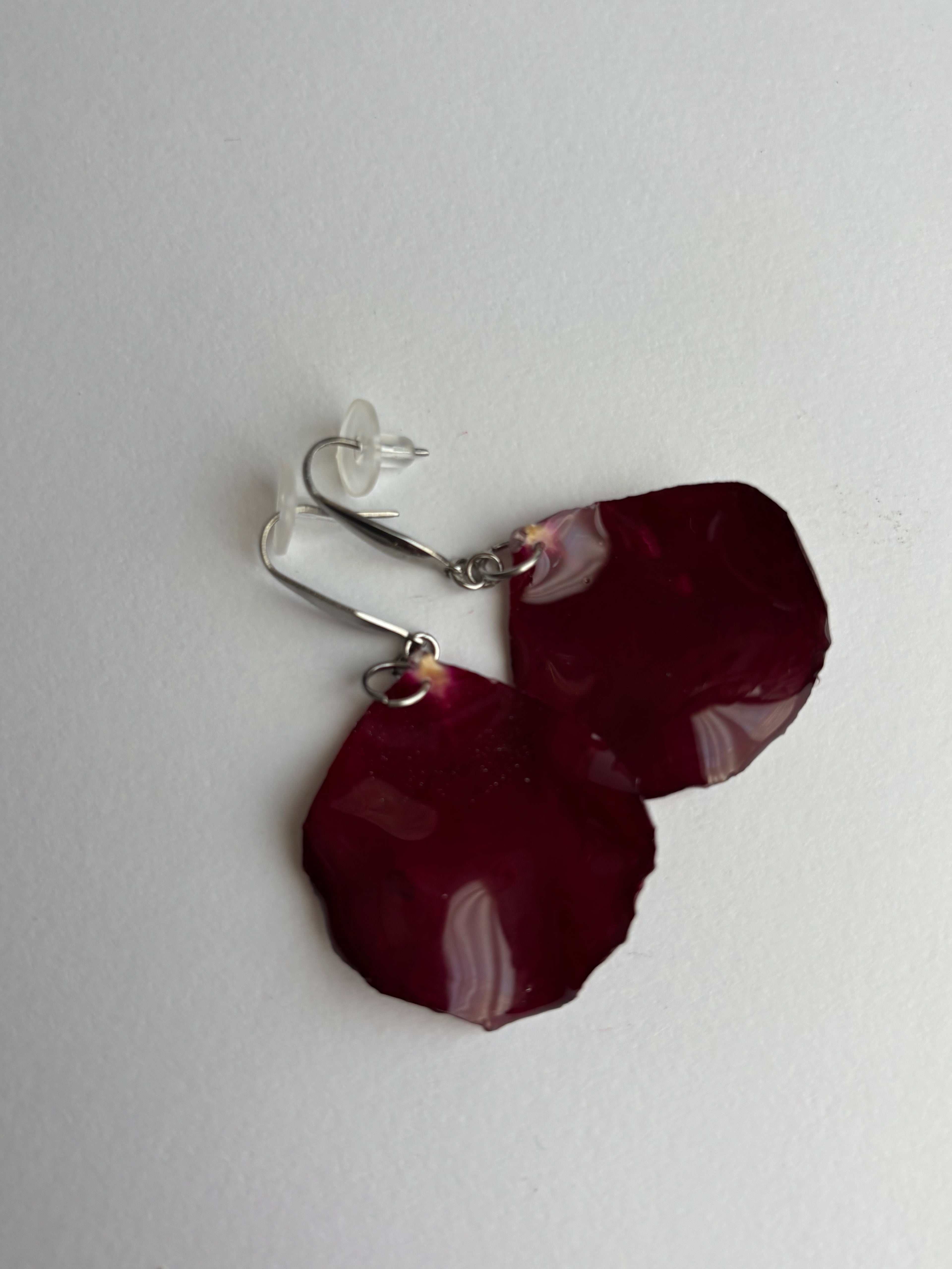 Pendientes Pétalo De Rosa Roja Natural