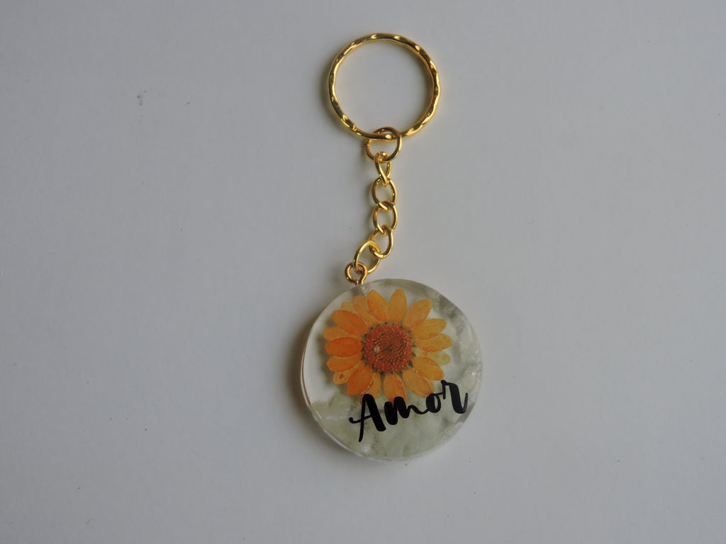 Llavero Floral Naranja y Amarillo