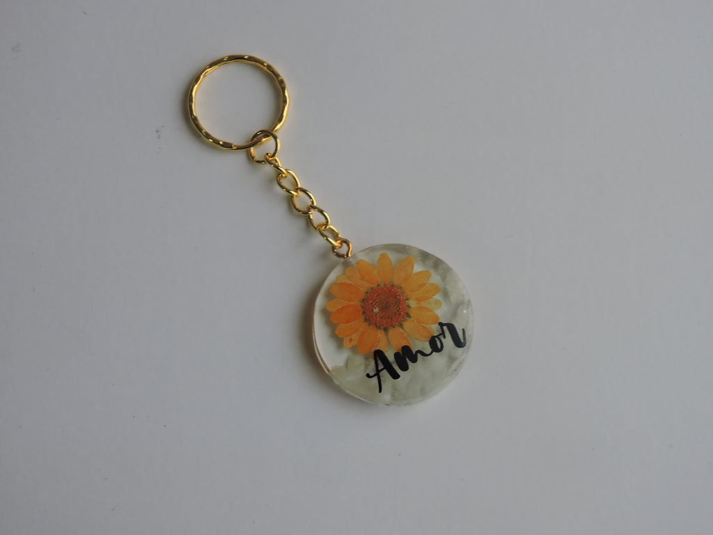Llavero Floral Naranja y Amarillo