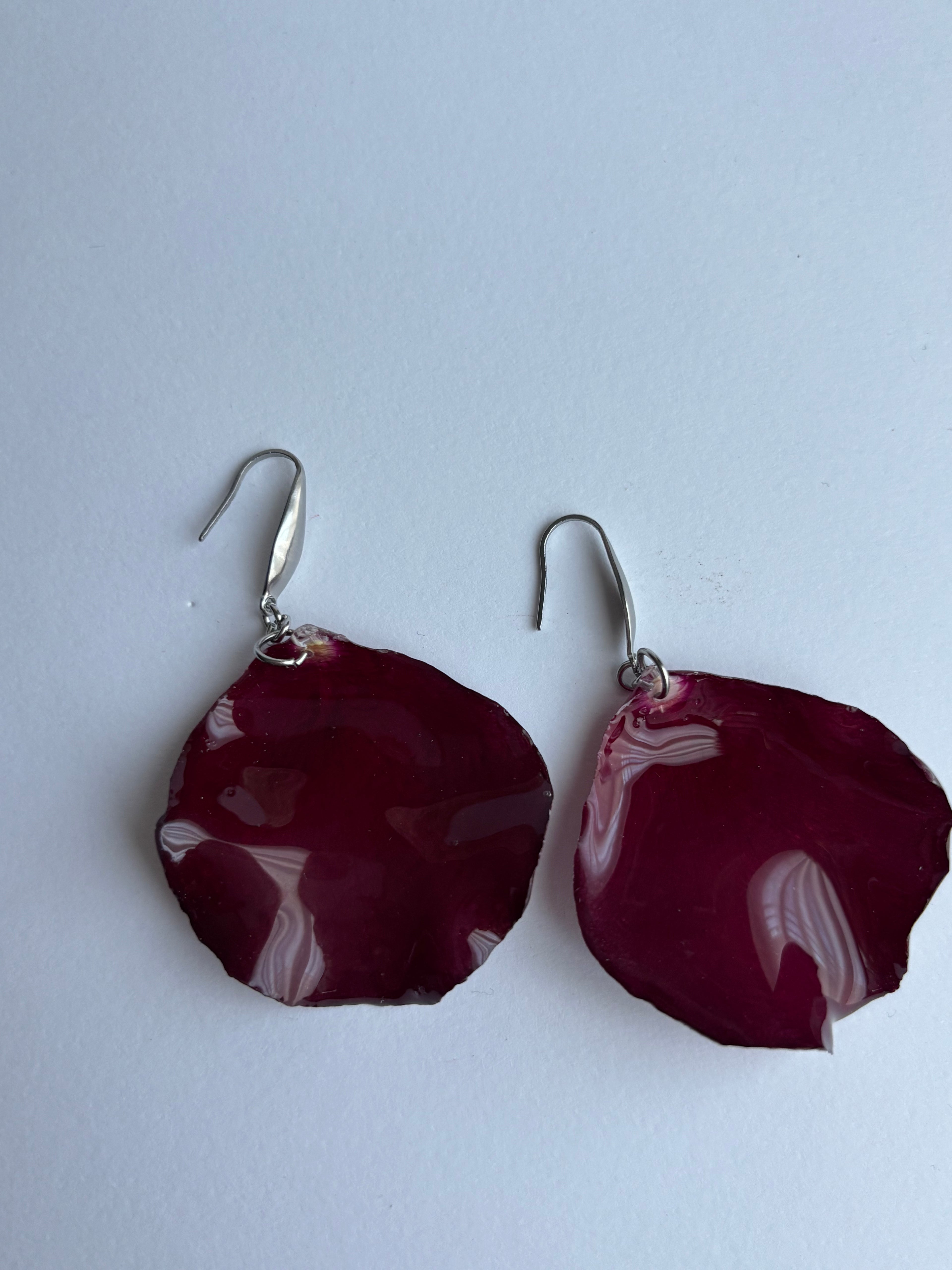 Pendientes Pétalo De Rosa Roja Natural