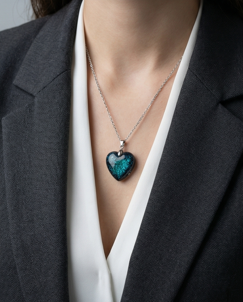 Colgante corazón azul oscuro (brillo estelar)