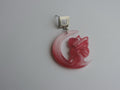 Pendientes Angel Y Luna En Resina Rosa