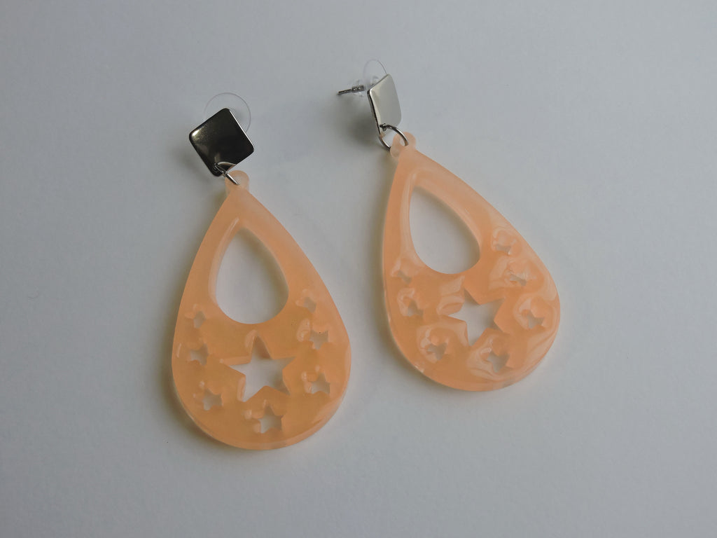 Pendientes En Resina Gota De Melocotón
